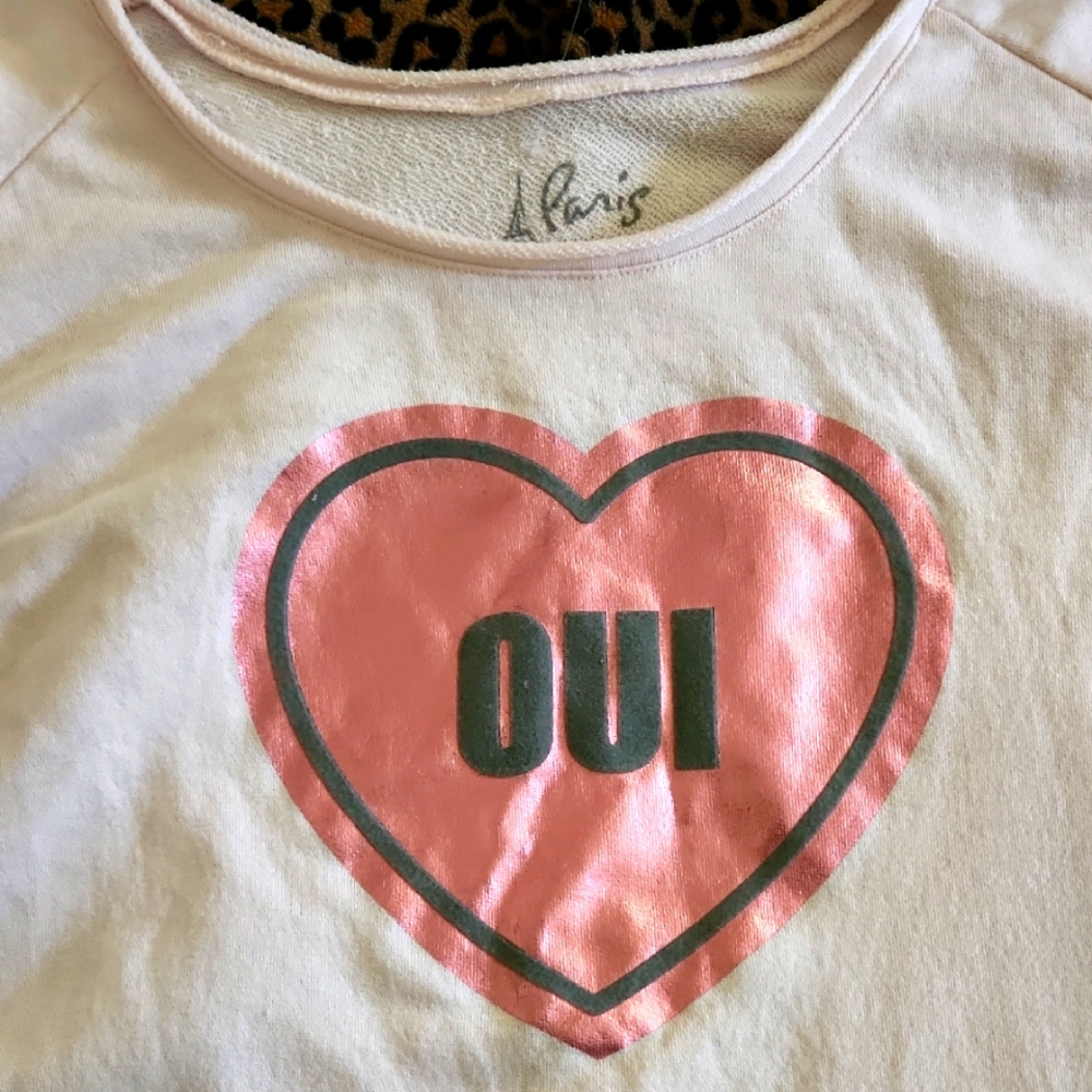 Paris Pink Heart 'Oui' Graphic Sweatshirt